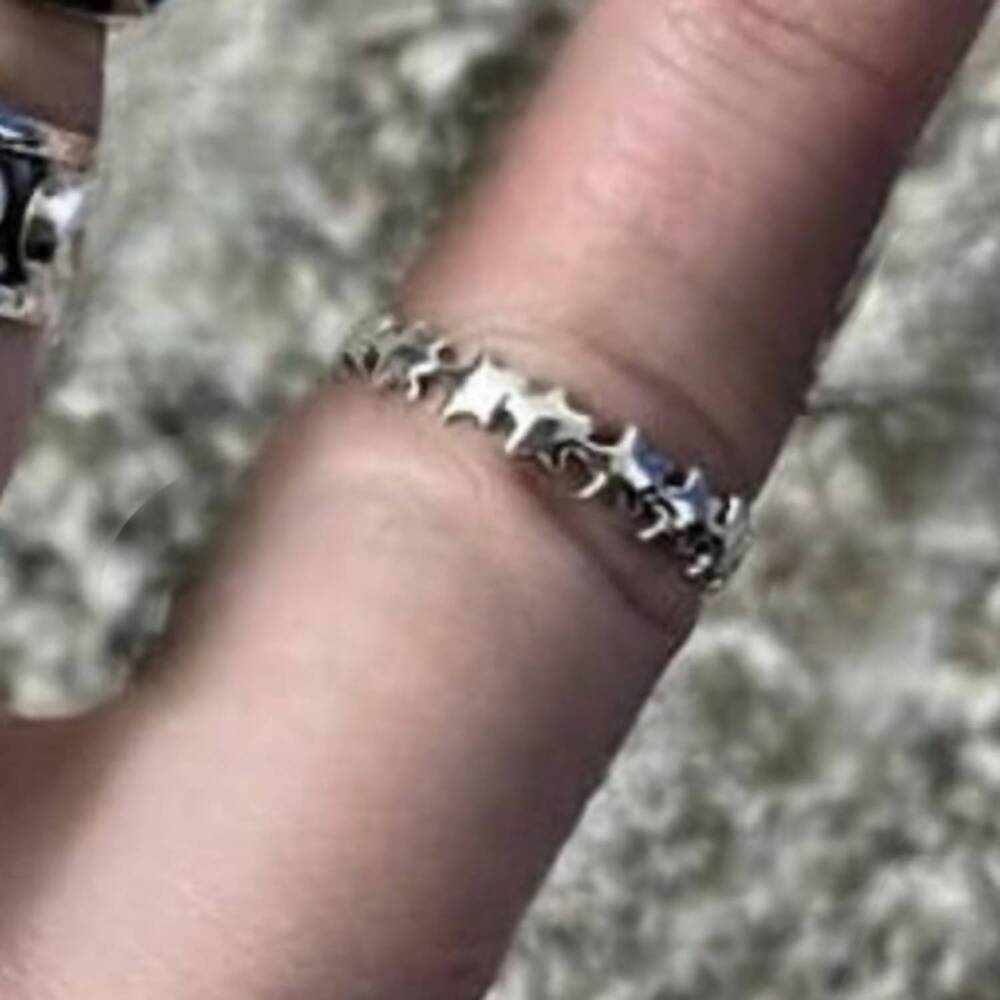 NEW BOHO SOL women's star stamped sterling band ring in silver